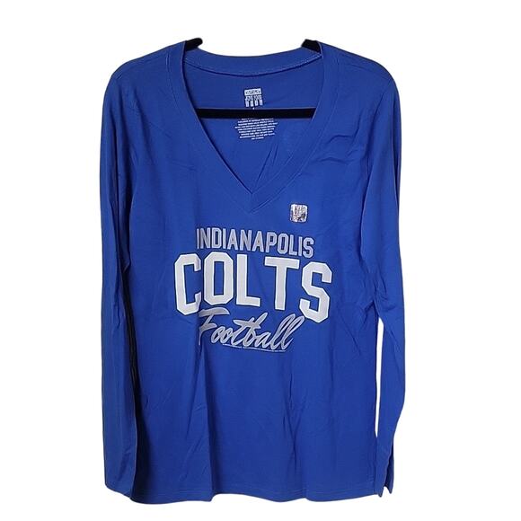 Indianapolis Colts NFL Blue Long Sleeve V Neck Shirt Womens Size Large NEW - Picture 1 of 10